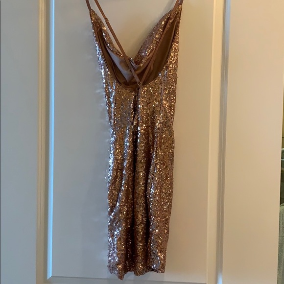 Rose Gold Sequin Mini Dress - Picture 2 of 7